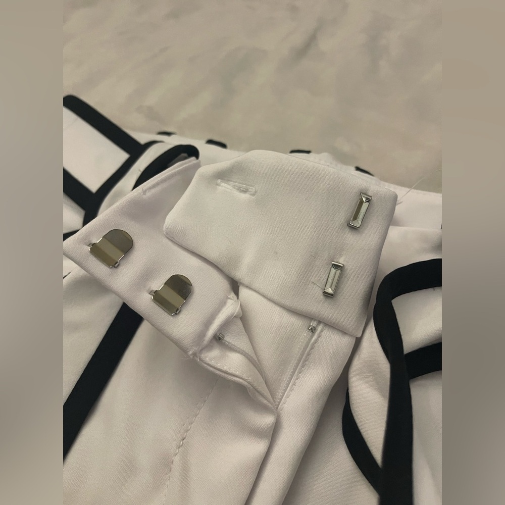 New York & Company White Wide-Leg Pants with Black Accents - Picture 6 of 6